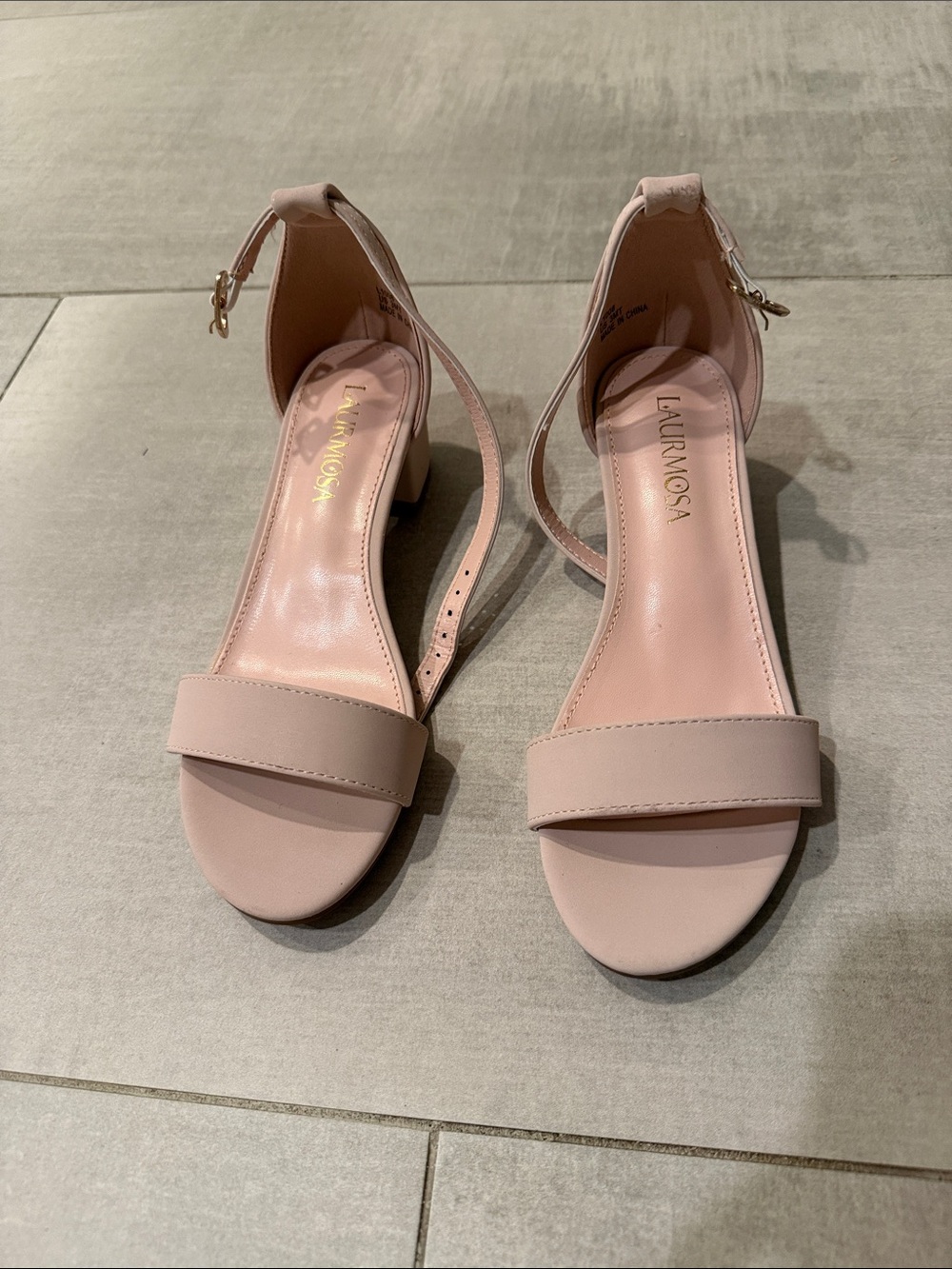 Kids Blush Pink Ankle-Strap Sandals